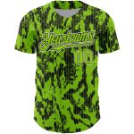 Custom Baseball Jersey with Personalized Name and Number, Neon Green Black-White 3D Abstract Fluid Design Personalized Neon
