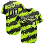 Custom 3D Pattern Baseball Jersey - Neon Green and Black-White Design, Authentic Style Personalized Neon Green Black-White