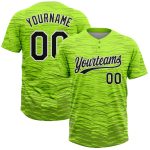 Custom Name Number Unisex Softball Jersey - Personalized 3D Pattern in Neon Green Black-White, Two-Button Design Personalized