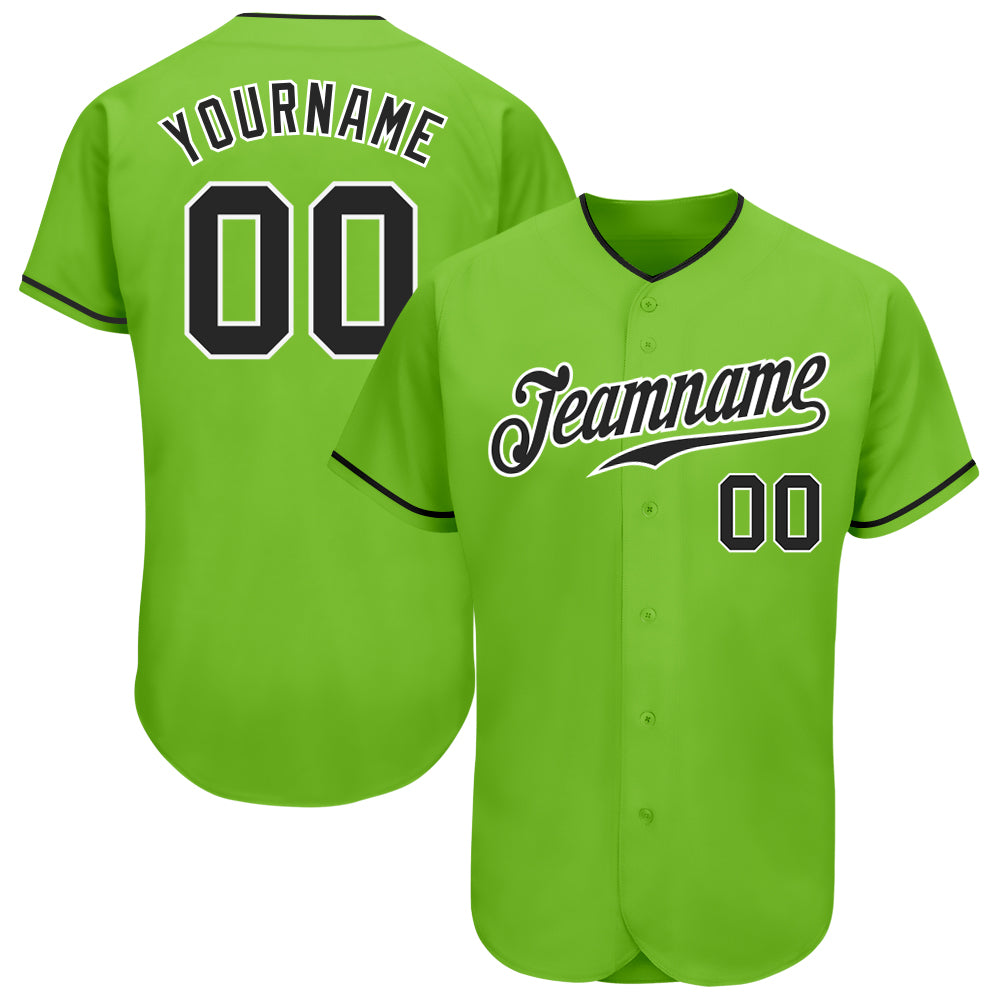 Custom Authentic Baseball Jersey with Personalized Name and Number - Neon Green and Black-White Design Personalized Neon