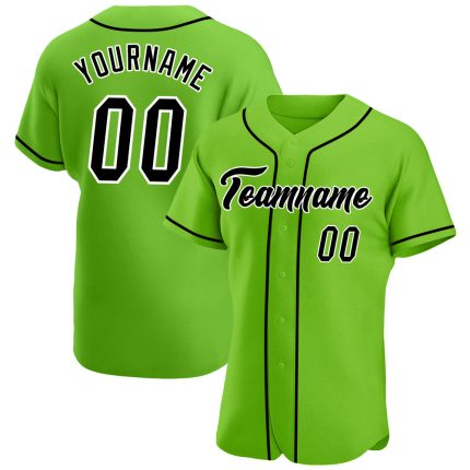 Personalized Neon Green Black and White Baseball Jersey Authentic Style Personalized Neon Green Black-White Authentic Baseball