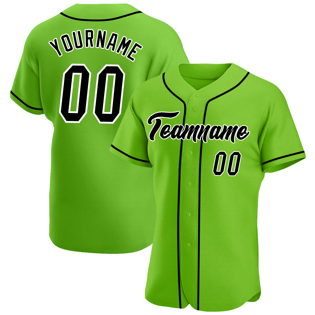 Personalized Neon Green Black and White Baseball Jersey Authentic Style Personalized Neon Green Black-White Authentic Baseball