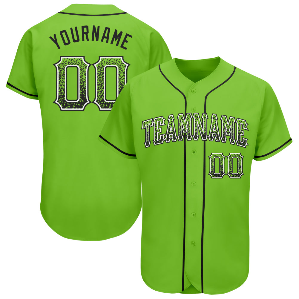 Custom Name and Number Personalized Drift Fashion Baseball Jersey - Neon Green Black-White Authentic Design Personalized