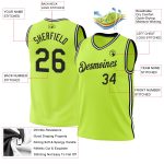 Personalized Neon Green Black White Basketball Jersey - Authentic Throwback Style Personalized Neon Green Black-White Authentic