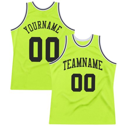 Custom Name Number Black White Neon Green Throwback Basketball Jersey Authentic Personalized Neon Green Black-White Authentic