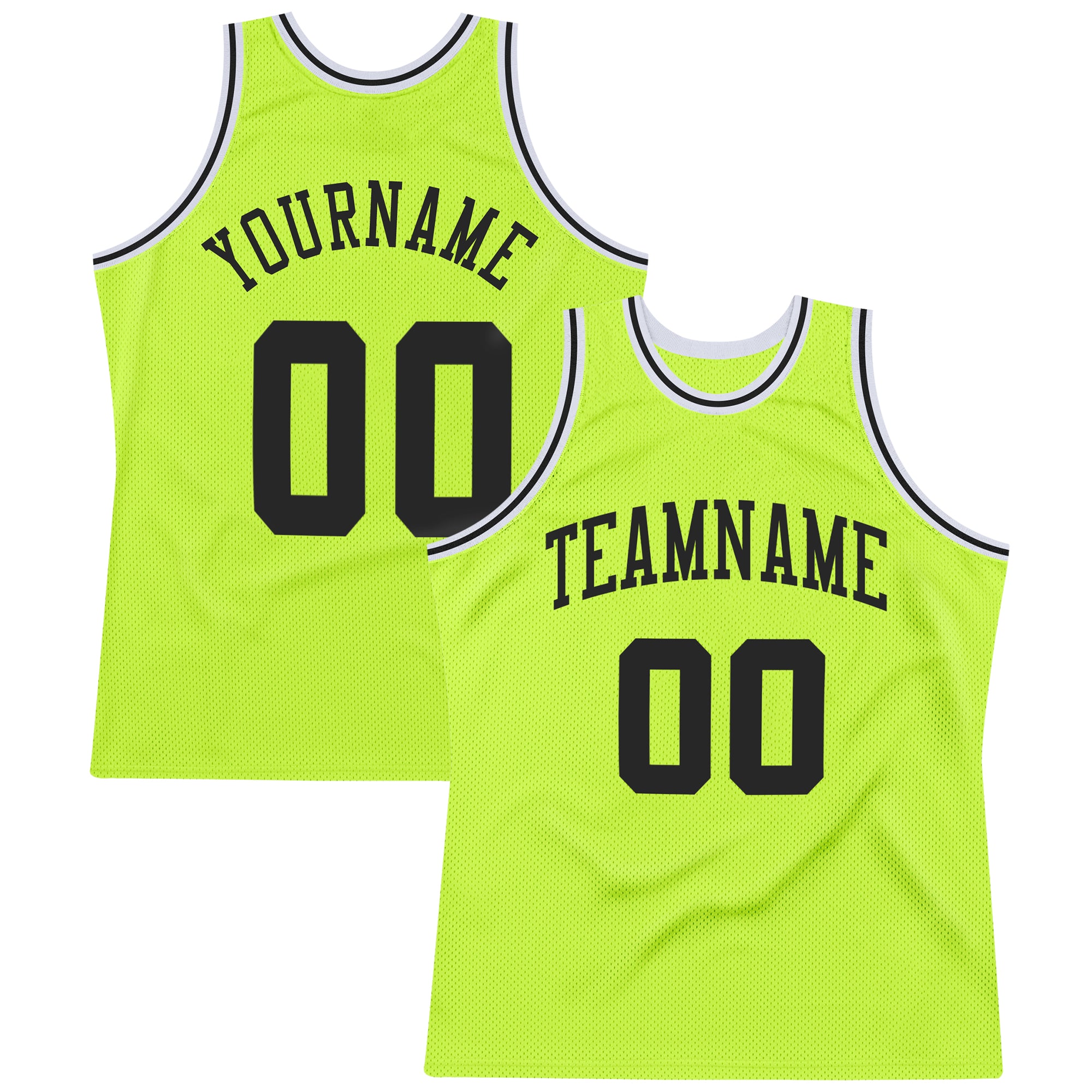 Custom Name Number Black White Neon Green Throwback Basketball Jersey Authentic Personalized Neon Green Black-White Authentic