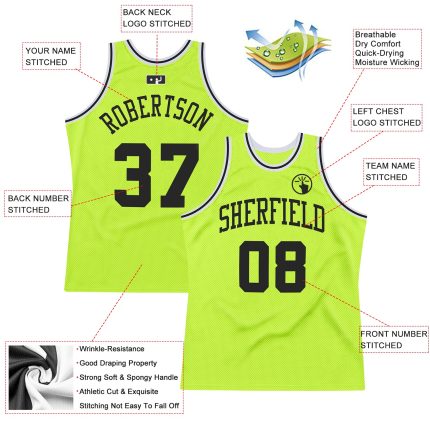 Custom Name Number Black White Neon Green Throwback Basketball Jersey Authentic Personalized Neon Green Black-White Authentic