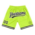 Personalized Neon Green Basketball Shorts - Black and White Throwback Style Personalized Neon Green Black-White Authentic