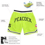 Custom Team Name Number Basketball Shorts Authentic Throwback Neon Green Black-White Personalized Neon Green Black-White