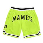 Custom Team Name Number Basketball Shorts Authentic Throwback Neon Green Black-White Personalized Neon Green Black-White