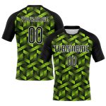 Customizable Neon Green Black White Volleyball Jersey with Geometric Design - Personalized Team Name & Number Uniform Personalized