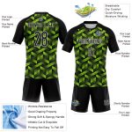 Customizable Neon Green Black White Volleyball Jersey with Geometric Design - Personalized Team Name & Number Uniform Personalized
