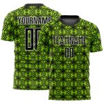 Custom Soccer Uniform Jersey with Personalized Name and Number - Neon Green Black-White Geometric Design Personalized Neon