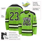 Custom Name and Number Hockey Jersey in Neon Green and Black-White - Personalized Sports Apparel Personalized Neon Green