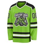 Custom Name and Number Hockey Jersey in Neon Green and Black-White - Personalized Sports Apparel Personalized Neon Green