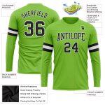 Custom Team Name Number Long Sleeve Performance T-Shirt - Neon Green Black-White Personalized T-Shirt Personalized Neon Green