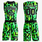 Custom Neon Green Music Festival Jersey with Black-White Design, Round Neck, Sublimation, Personalized Name & Number, Basketball Suit