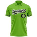 Custom Team Name Number Personalized Golf Polo Shirt in Neon Green and Black-White Performance Vapor Personalized Neon Green