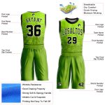 Personalized Basketball Jersey Neon Green Black-White Round Neck Sublimation Suit Personalized Neon Green Black-White Round