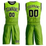 Personalized Basketball Jersey Neon Green Black-White Round Neck Sublimation Suit Personalized Neon Green Black-White Round