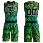 Custom Basketball Jersey Sublimation Neon Green Black-White Round Neck with Personalized Name and Number Personalized Neon