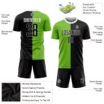 Custom Soccer Jersey with Neon Green Black White Design, Personalized Name and Number, Sublimation Split Fashion Uniform