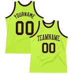Custom Authentic Basketball Jersey - Personalized Neon Green Brown Retro Design with Team Name & Number Personalized Neon