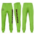 Custom Team Neon Green Brown Fleece Jogger Sweatpants with Personalized Name and Number Personalized Neon Green Brown Fleece
