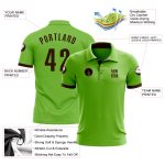 Custom Name Number Performance Golf Polo Shirt - Personalized Neon Green Brown Personalized Neon Green Brown Performance
