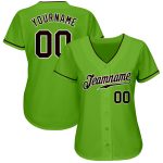 Custom Team Baseball Jersey with Personalized Name and Number - Authentic Neon Green Brown-White Design Personalized Neon