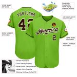 Custom Team Baseball Jersey with Personalized Name and Number - Authentic Neon Green Brown-White Design Personalized Neon