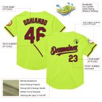 Custom Neon Green Crimson-Black Throwback Baseball Jersey with Personalized Name & Number - Authentic Team Gear Personalized