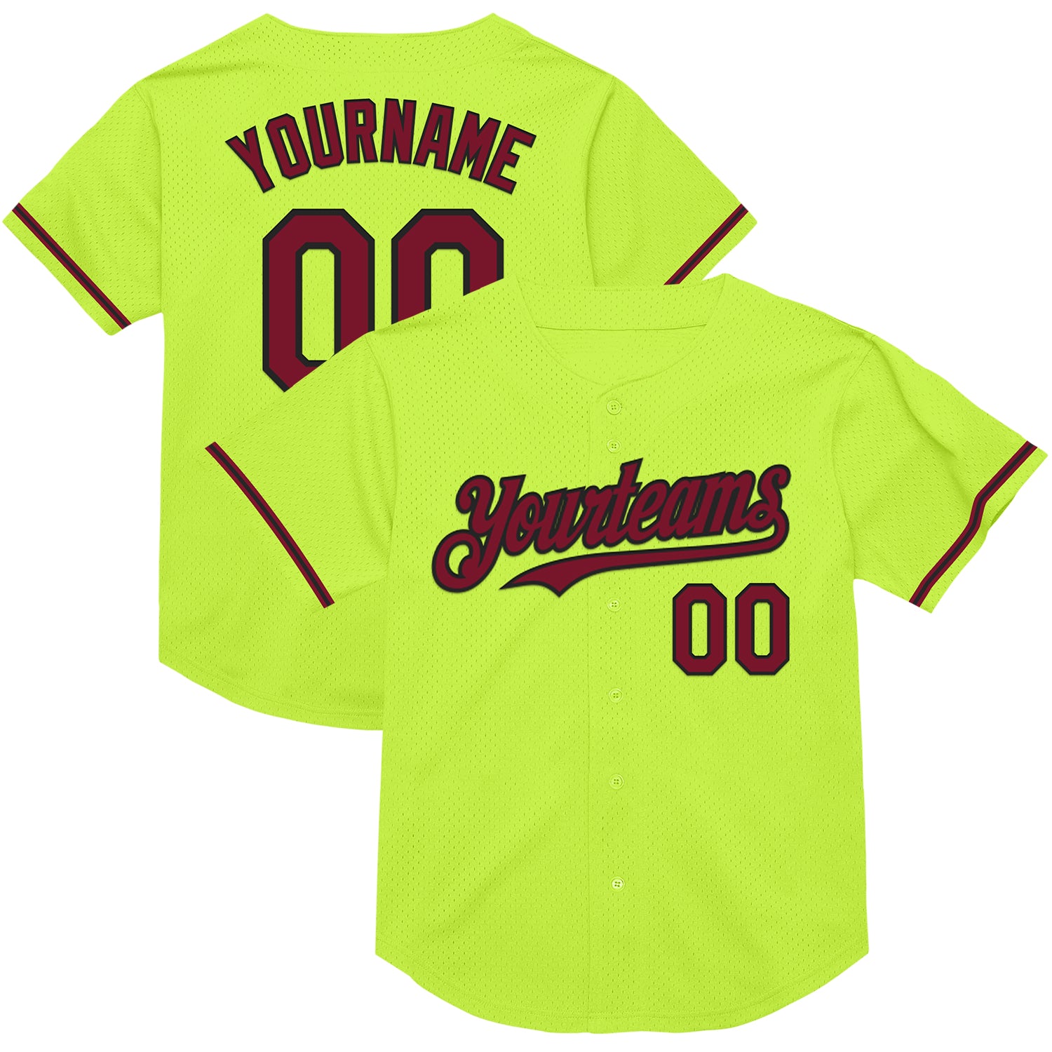 Custom Neon Green Crimson-Black Throwback Baseball Jersey with Personalized Name & Number - Authentic Team Gear Personalized
