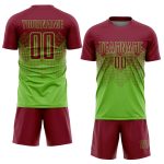 Custom Neon Green Soccer Jersey with Personalized Name & Number - Sublimation Team Uniform Personalized Neon Green Crimson