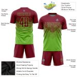 Custom Neon Green Soccer Jersey with Personalized Name & Number - Sublimation Team Uniform Personalized Neon Green Crimson
