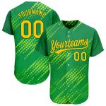 Custom Name Number Authentic Baseball Jersey 3D Pattern Neon Green Gold Kelly Green Design Personalized Neon Green Gold-Kelly