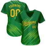 Custom Name Number Authentic Baseball Jersey 3D Pattern Neon Green Gold Kelly Green Design Personalized Neon Green Gold-Kelly