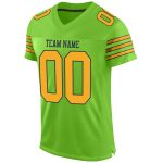 Personalized Neon Green Gold Navy Football Jersey - Authentic Mesh Design Personalized Neon Green Gold-Navy Mesh Authentic