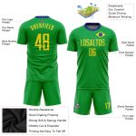 Custom Brazilian Flag Soccer Jersey Personalized Neon Green Gold-Royal Uniform with Name and Number Personalized Neon Green