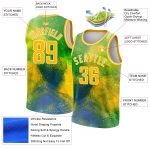 Custom Name Number Basketball Jersey - Personalized 3D Pattern Design Neon Green Gold White Abstract Psychedelic Style Personalized