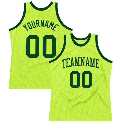 Custom Name Number Neon Green Basketball Jersey Authentic Throwback Team Personalized Neon Green Green Authentic Throwback