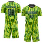 Custom Name and Number Sublimation Soccer Jersey - Personalized Neon Green and Green-Gold Team Uniform Personalized Neon
