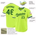 Custom Name & Number Personalized Neon Green Throwback Baseball Jersey - Authentic Team Apparel Personalized Neon Green Green-White