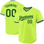 Custom Name & Number Personalized Neon Green Throwback Baseball Jersey - Authentic Team Apparel Personalized Neon Green Green-White