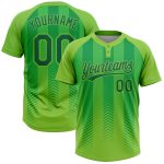 Custom Name and Number Softball Jersey Unisex 3D Pattern in Neon Green Kelly Green Two-Button Design Personalized Neon Green