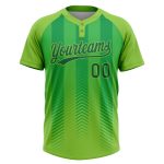 Custom Name and Number Softball Jersey Unisex 3D Pattern in Neon Green Kelly Green Two-Button Design Personalized Neon Green