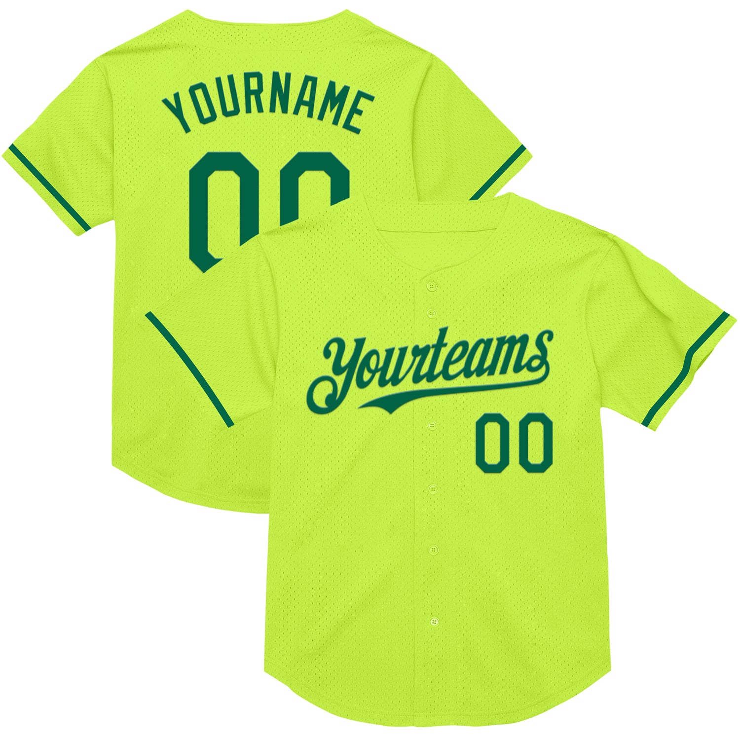 Custom Neon Green Kelly Green Baseball Jersey with Personalized Name and Number - Authentic Throwback Style Personalized