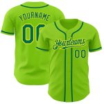 Custom Neon Green Baseball Jersey with Team Name & Number - Authentic Kelly Green & Neon Yellow Personalized Neon Green Kelly