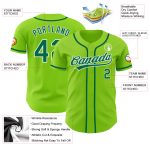 Custom Name and Number Baseball Jersey - Authentic Neon Green Kelly Green-White Design Personalized Neon Green Kelly Green-White