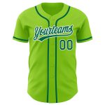 Custom Name and Number Baseball Jersey - Authentic Neon Green Kelly Green-White Design Personalized Neon Green Kelly Green-White